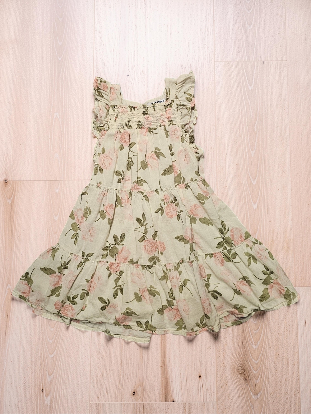 OLD NAVY Cream Floral Sundress with Pink Roses. Size 5T. Excellent Condition!